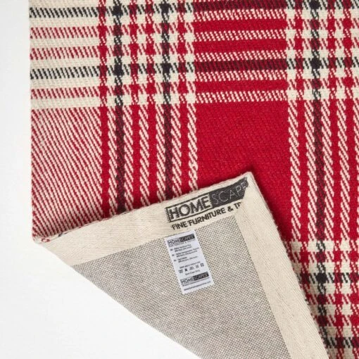 Walker Red Tartan Check Non-Slip 100% Wool Rug -Best Homeware Store ru1300 05