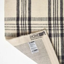 Logan Black And White Tartan Check Non-Slip 100% Wool Rug -Best Homeware Store ru1301 05