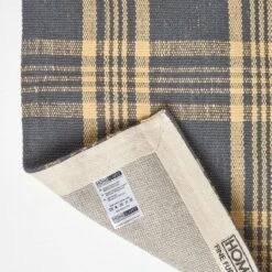 Douglas Grey And Yellow Tartan Check Non-Slip 100% Wool Rug -Best Homeware Store ru1302 05