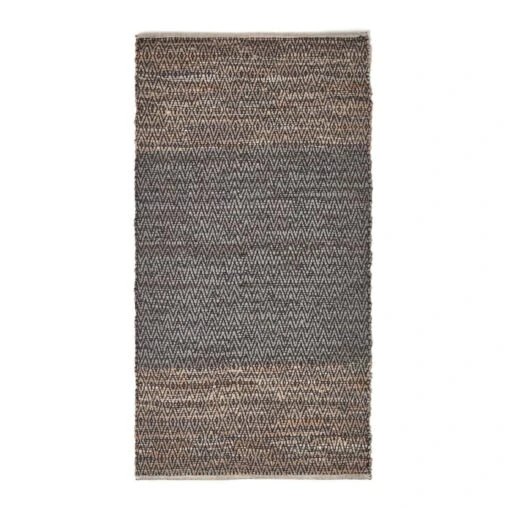 Grey Recycled Leather Handwoven Herringbone Rug -Best Homeware Store ru1303 02