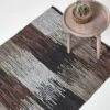 Black, Grey & Brown Real Leather Handwoven Cutshuttle Rug -Best Homeware Store ru1326 01 1