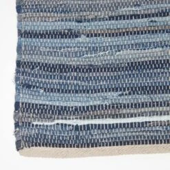 Blue Denim Handwoven Striped Chindi Rug -Best Homeware Store ru1327d 03 5