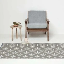 Grey And White Geometric Pattern Reversible Outdoor Rug -Best Homeware Store ru1328 5