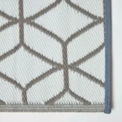 Grey And White Geometric Pattern Reversible Outdoor Rug -Best Homeware Store ru1328 6