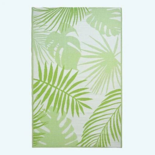 Green Tropical Leaf Pattern Reversible Outdoor Rug -Best Homeware Store ru1329 1 main main