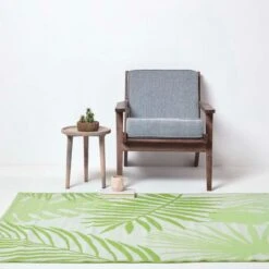 Green Tropical Leaf Pattern Reversible Outdoor Rug -Best Homeware Store ru1329 d 1