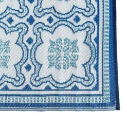 Blue And White Mosaic Pattern Square Reversible Rug -Best Homeware Store ru1331 c