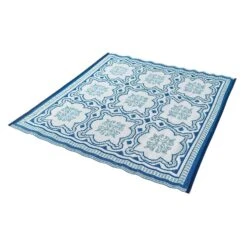 Blue And White Mosaic Pattern Square Reversible Rug -Best Homeware Store ru1331 main