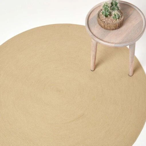 Linen Handmade Woven Braided Round Rug, 150 Cm -Best Homeware Store ru1334c 01 3