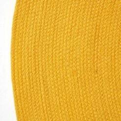 Mustard Yellow Handmade Woven Braided Round Rug, 120 Cm -Best Homeware Store ru1335c 03