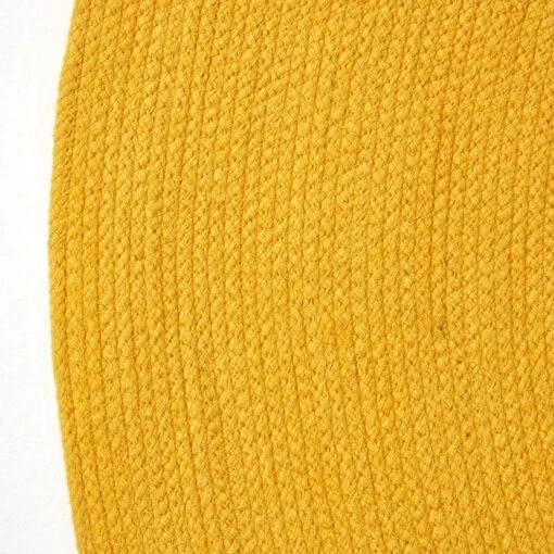 Mustard Yellow Handmade Woven Braided Round Rug, 120 Cm -Best Homeware Store ru1335c 03