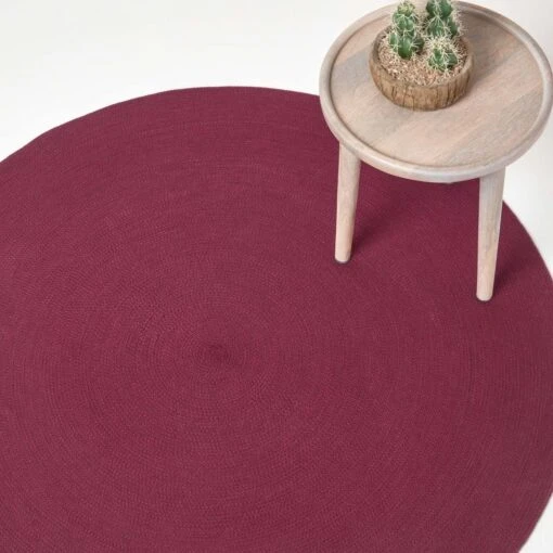 Plum Handmade Woven Braided Round Rug, 120 Cm -Best Homeware Store ru1336c 01