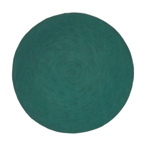 Forest Green Handmade Woven Braided Round Rug, 150 Cm -Best Homeware Store ru1337c 02 1