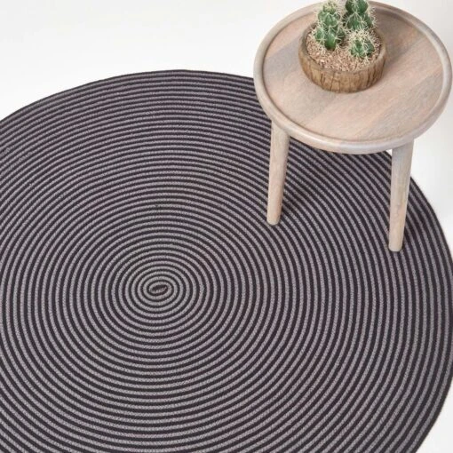 Grey And Black Handmade Woven Spiral Braided Rug -Best Homeware Store ru1341 1 2