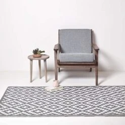 Zoe Geometric White & Grey Outdoor Rug Runner, 75 X 200 Cm -Best Homeware Store ru1343d 4