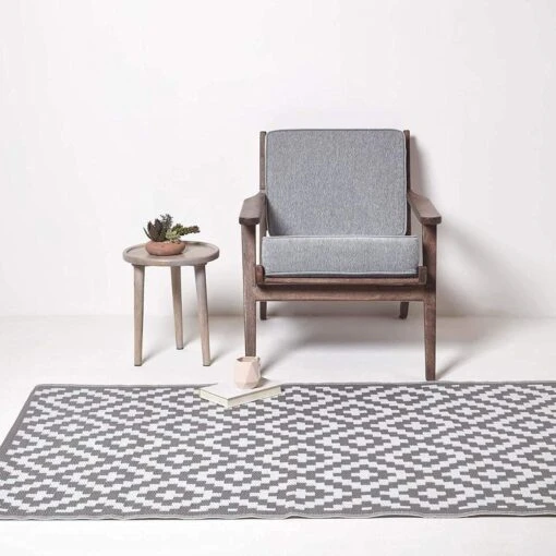 Zoe Geometric White & Grey Outdoor Rug Runner, 75 X 200 Cm -Best Homeware Store ru1343d 4