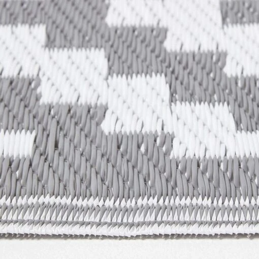 Zoe Geometric White & Grey Outdoor Rug Runner, 75 X 200 Cm -Best Homeware Store ru1343d 6