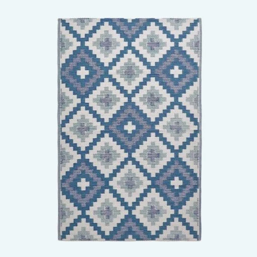 Mia Aztec Blue Outdoor Rug -Best Homeware Store ru1346a