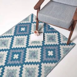 Mia Aztec Blue Outdoor Rug Runner -Best Homeware Store ru1346c 7 1