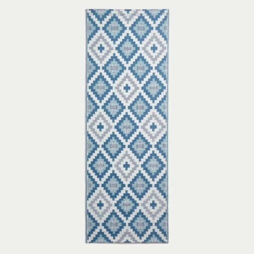 Mia Aztec Blue Outdoor Rug Runner -Best Homeware Store ru1346d