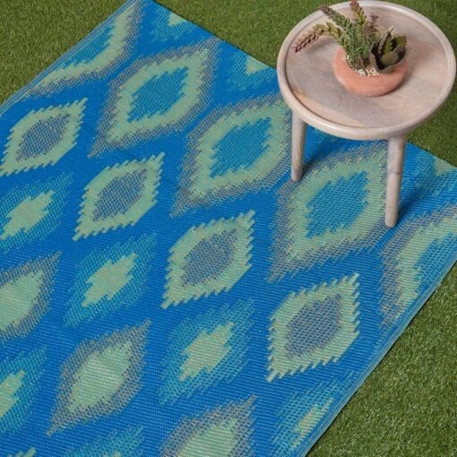 Amber Ikat Green & Blue Outdoor Rug -Best Homeware Store ru1347 2 2