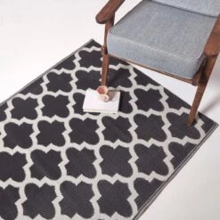 Nola Geometric Black & White Outdoor Rug Runner -Best Homeware Store ru1348c 7 1