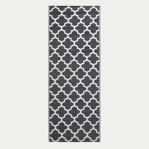 Nola Geometric Black & White Outdoor Rug Runner -Best Homeware Store ru1348d