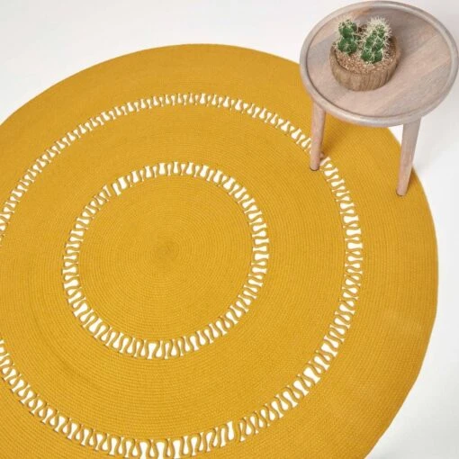 Mustard Crochet Braided Rug -Best Homeware Store ru1353c 1 1