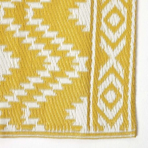 Anna Aztec Yellow & White Outdoor Rug Runner, 75 X 200 Cm -Best Homeware Store ru1366d 3