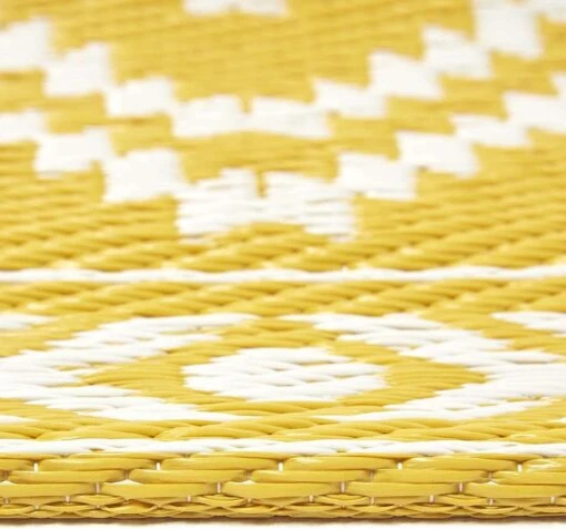 Anna Aztec Yellow & White Outdoor Rug Runner, 75 X 200 Cm -Best Homeware Store ru1366d 4