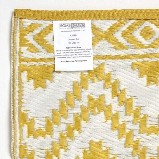 Anna Aztec Yellow & White Outdoor Rug Runner, 75 X 200 Cm -Best Homeware Store ru1366d 6