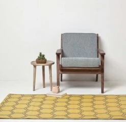 Yellow Outdoor Rug With Honeycomb Pattern, 182 X 122 Cm -Best Homeware Store ru1389 5