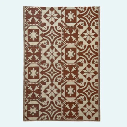 Brown Tile Mosaic Pattern Reversible Outdoor Rug -Best Homeware Store ru1390 01 1