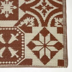 Brown Tile Mosaic Pattern Reversible Outdoor Rug -Best Homeware Store ru1390 03