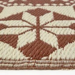 Brown Tile Mosaic Pattern Reversible Outdoor Rug -Best Homeware Store ru1390 04