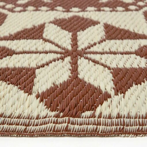 Brown Tile Mosaic Pattern Reversible Outdoor Rug -Best Homeware Store ru1390 04