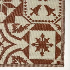 Brown Tile Mosaic Pattern Reversible Outdoor Rug -Best Homeware Store ru1390 06