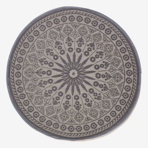 Black Outdoor Rug With Mandala Pattern, 170 Cm -Best Homeware Store ru1391 8