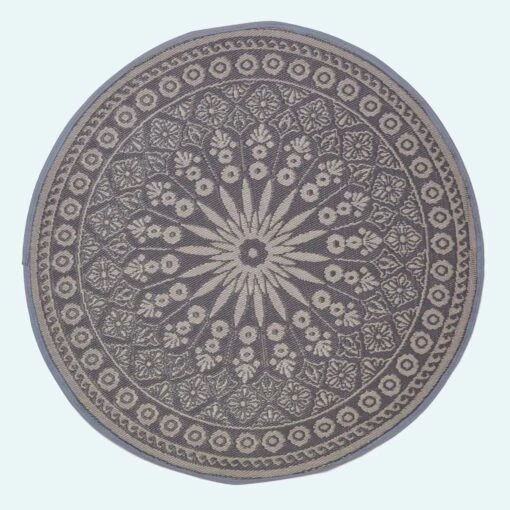 Black Outdoor Rug With Mandala Pattern, 170 Cm -Best Homeware Store ru1391 main