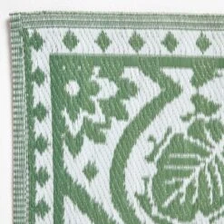 Green Outdoor Rug With Floral Leaf Pattern, 122 X 182 Cm -Best Homeware Store ru1392 6