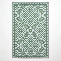 Green Outdoor Rug With Floral Leaf Pattern, 122 X 182 Cm -Best Homeware Store ru1392 8