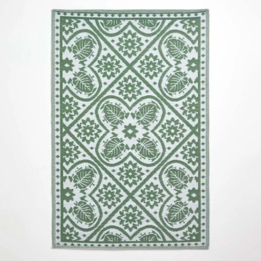 Green Outdoor Rug With Floral Leaf Pattern, 122 X 182 Cm -Best Homeware Store ru1392 8