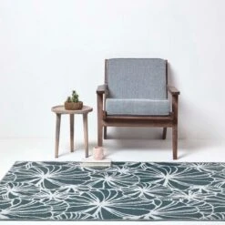 Dark Green Outdoor Rug With Floral Pattern, 152 X 241 Cm -Best Homeware Store ru1393 5 1