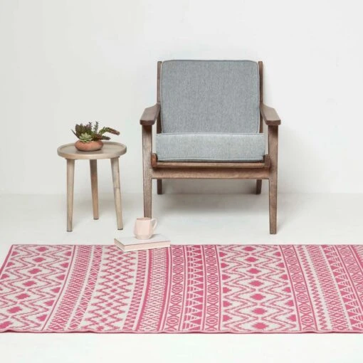 Tia Aztec Pink & White Outdoor Rug -Best Homeware Store ru1396 5 3