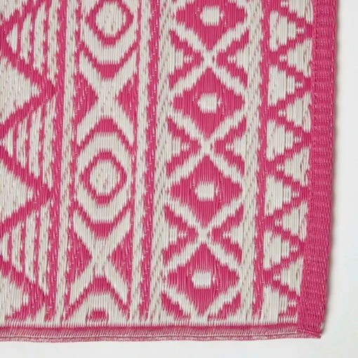 Tia Aztec Pink & White Outdoor Rug -Best Homeware Store ru1396 6 3