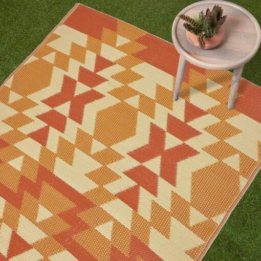 Anya Aztec Orange Outdoor Rug -Best Homeware Store ru1397 2 3