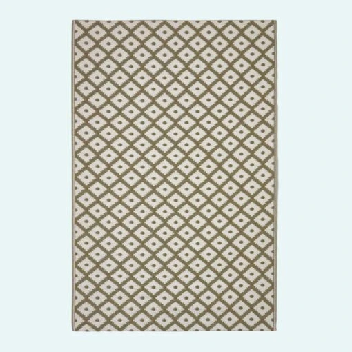 May Geometric Olive Green Outdoor Rug -Best Homeware Store ru1398 1 main