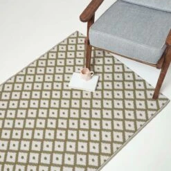 May Geometric Olive Green Outdoor Rug -Best Homeware Store ru1398 7 3