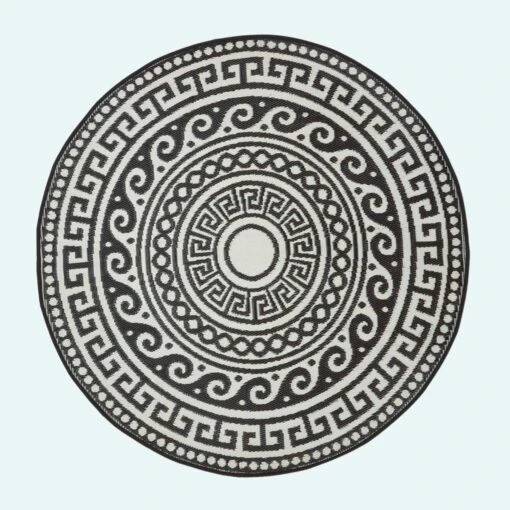 Enid Aztec Black & White Round Outdoor Rug, 180 Cm -Best Homeware Store ru1399 1 main