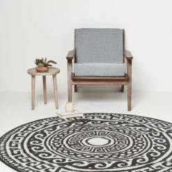 Enid Aztec Black & White Round Outdoor Rug, 180 Cm -Best Homeware Store ru1399 5